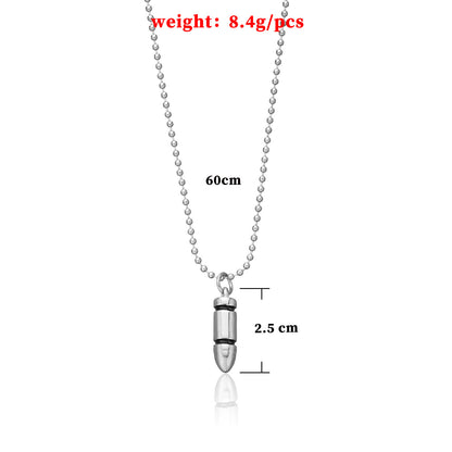 European and American cross-border jewelry, cool trend, bullet pendant necklace, women's punk, versatile, simple beaded chain necklace