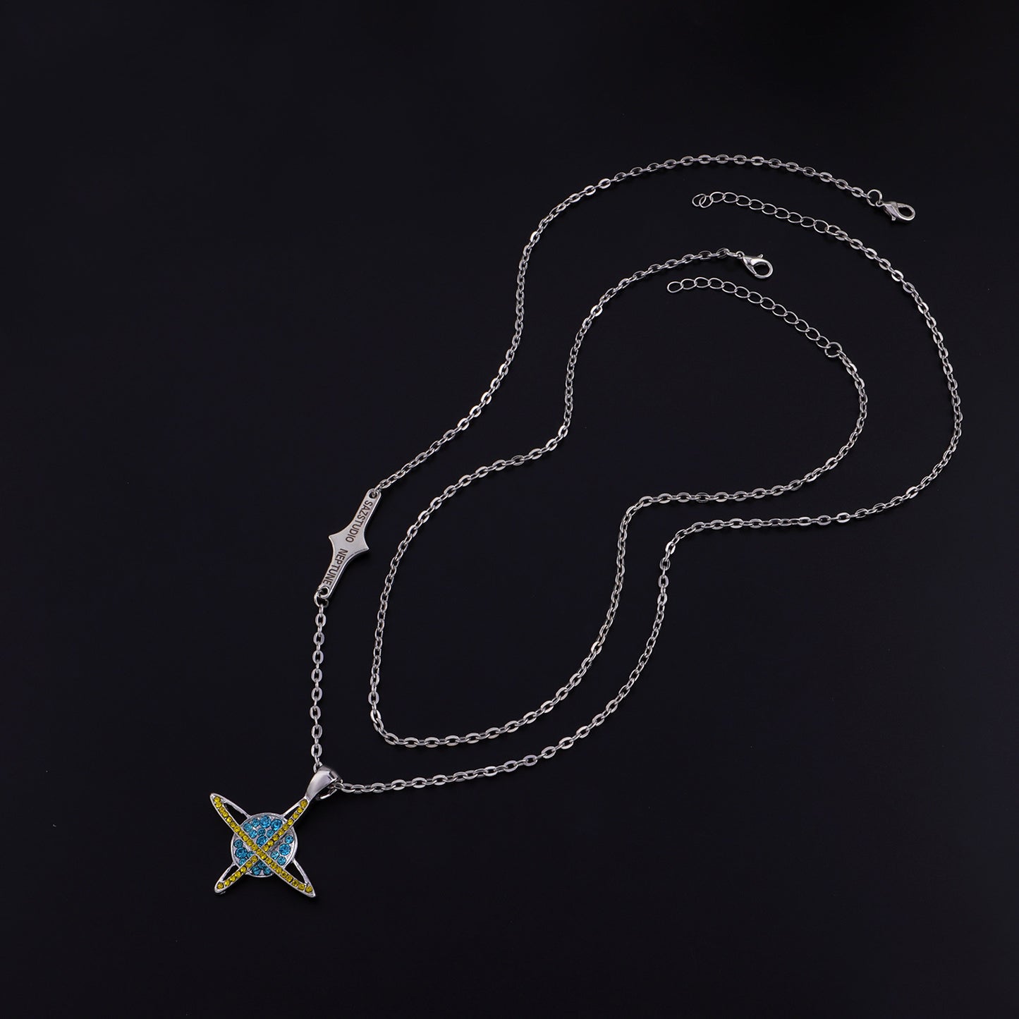 European and American cross-border jewelry, ins, hip-hop, full of diamonds, design, planet universe necklace, retro double-layered trendy brand men's and women's necklaces