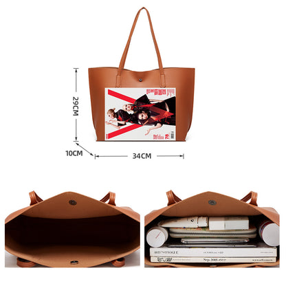 Foreign trade bag women's 2024 new European and American fashion simple lychee pattern women's shoulder bag manufacturer wholesale