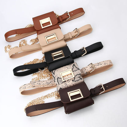 Fashion Women's Belt Gold Chain Pouch Shoulder Bag Detachable Spot All Seasons Universal Decorative Belt Bag