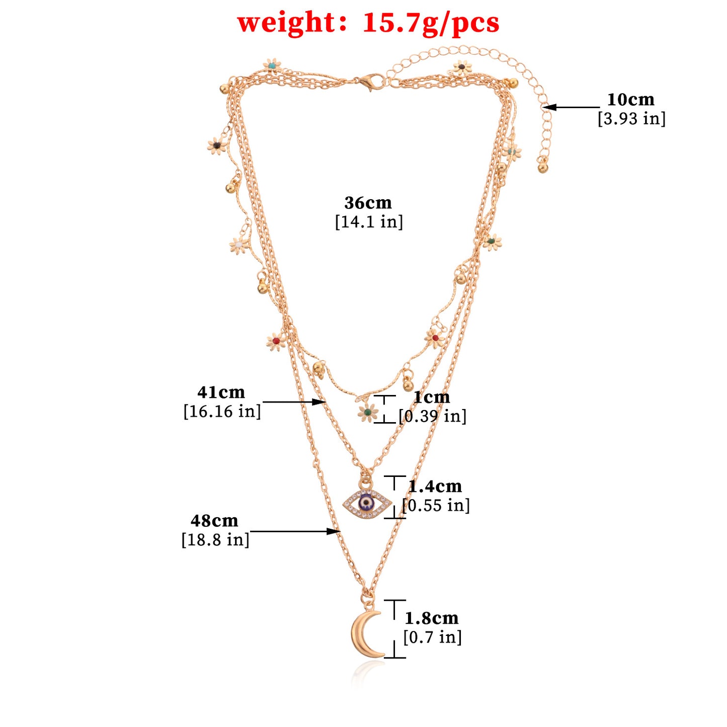 European and American cross-border jewelry, elbow full of diamond eyes, crescent moon pendant necklace, women's hot selling trendy flowers, personalized necklaces