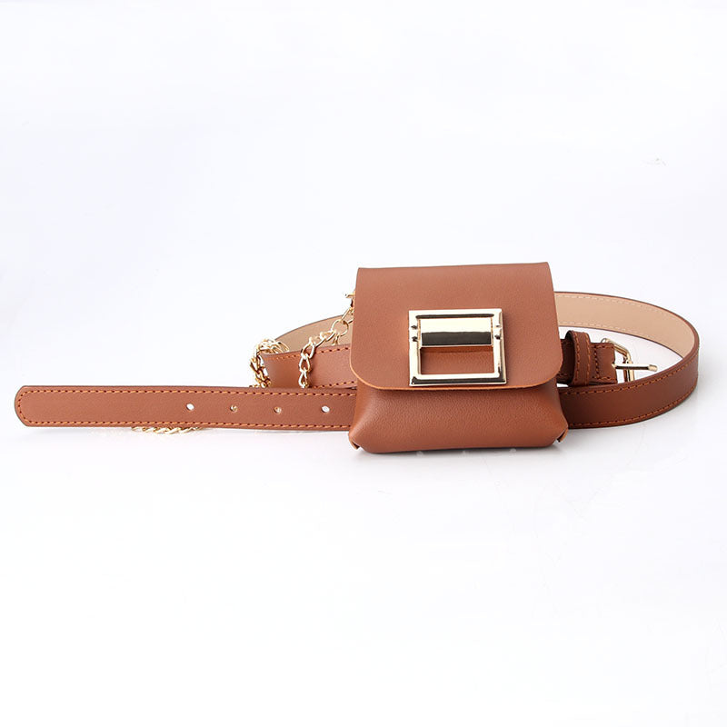 Fashion Women's Belt Gold Chain Pouch Shoulder Bag Detachable Spot All Seasons Universal Decorative Belt Bag