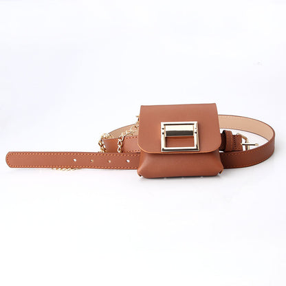 Fashion Women's Belt Gold Chain Pouch Shoulder Bag Detachable Spot All Seasons Universal Decorative Belt Bag