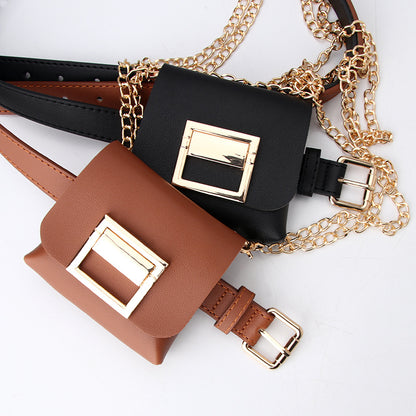 Fashion Women's Belt Gold Chain Pouch Shoulder Bag Detachable Spot All Seasons Universal Decorative Belt Bag