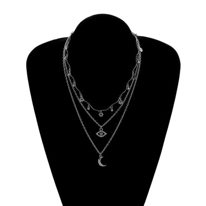 European and American cross-border jewelry, elbow full of diamond eyes, crescent moon pendant necklace, women's hot selling trendy flowers, personalized necklaces