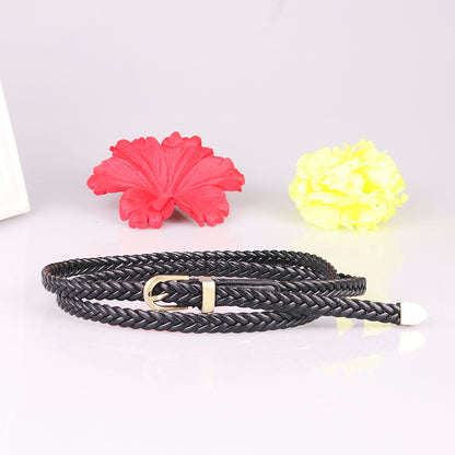 New hand-woven belt women's pin buckle versatile thin belt women's rope belt decoration factory direct 616