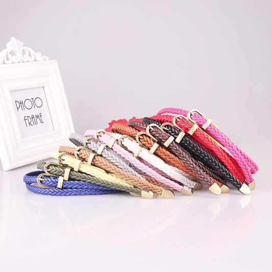 New hand-woven belt women's pin buckle versatile thin belt women's rope belt decoration factory direct 616