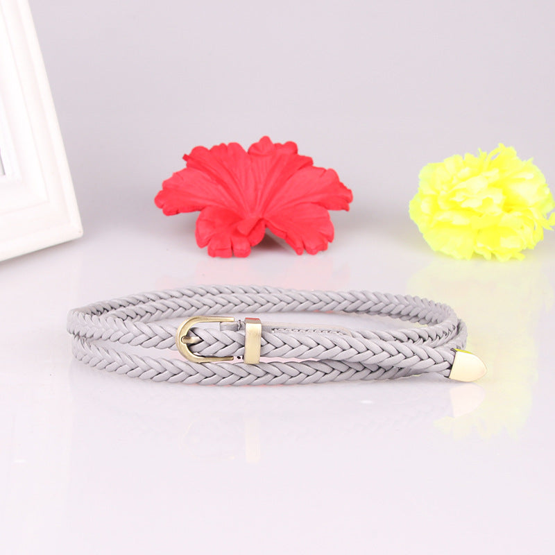 New hand-woven belt women's pin buckle versatile thin belt women's rope belt decoration factory direct 616