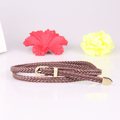 New hand-woven belt women's pin buckle versatile thin belt women's rope belt decoration factory direct 616