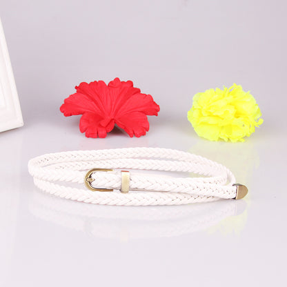 New hand-woven belt women's pin buckle versatile thin belt women's rope belt decoration factory direct 616