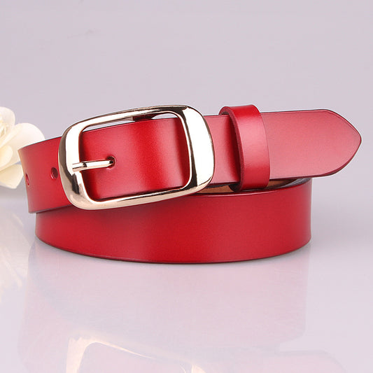 Hot selling women's leather belt full cowhide to create a simple and versatile women's trouser belt factory direct sales 626
