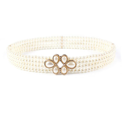 Autumn New Hot Selling Versatile Fashion Pearl Diamond Flower Waist Chain Dress Decoration Belt Women's 8127