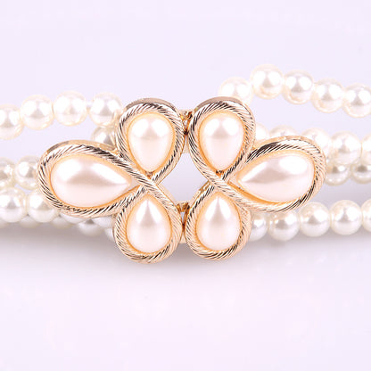 Autumn New Hot Selling Versatile Fashion Pearl Diamond Flower Waist Chain Dress Decoration Belt Women's 8127
