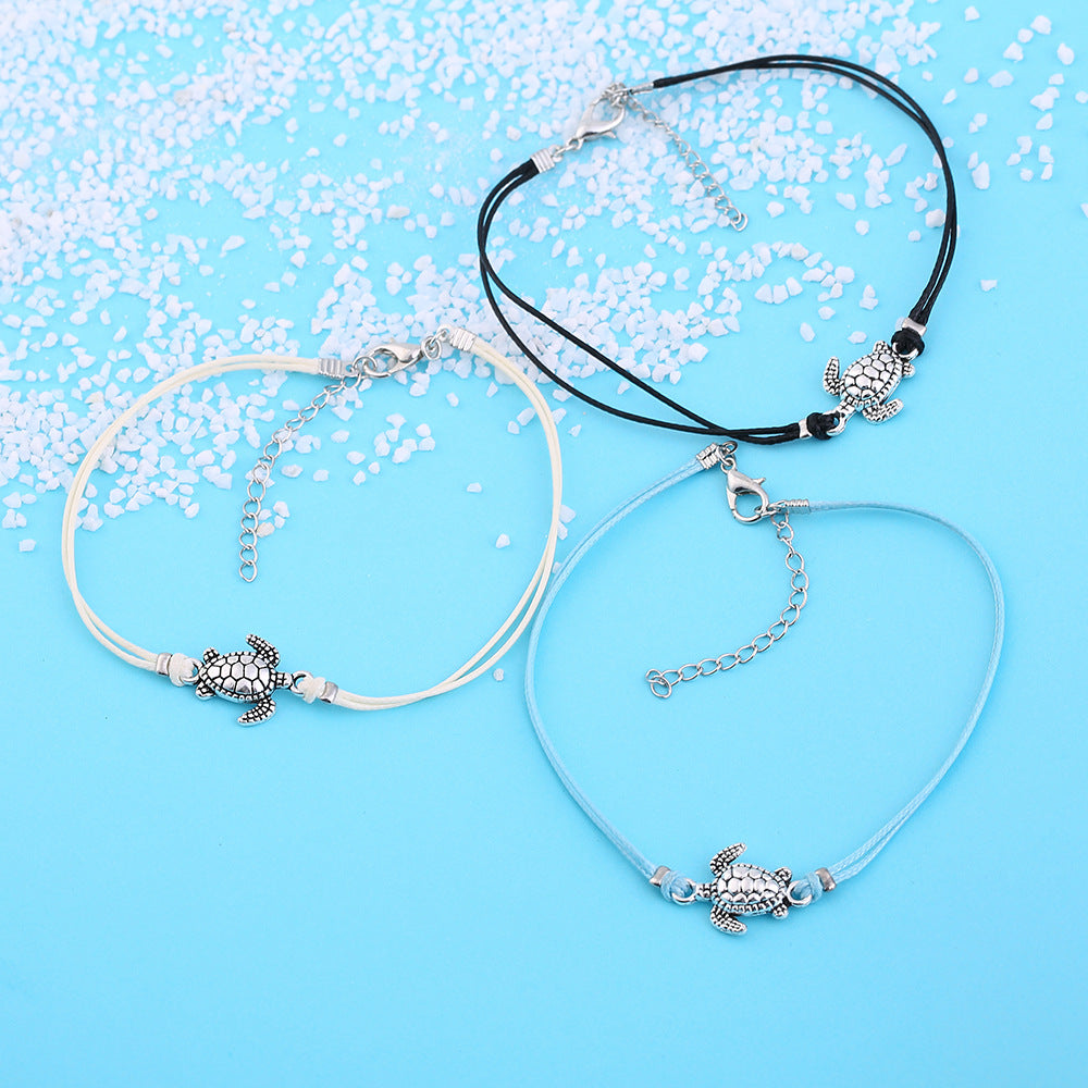 European and American fashion new turtle anklet women, European and American hot selling popular wax line turtle foot jewelry manufacturers wholesale