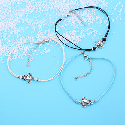 European and American fashion new turtle anklet women, European and American hot selling popular wax line turtle foot jewelry manufacturers wholesale