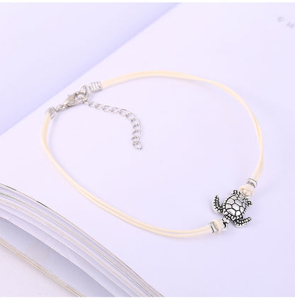 European and American fashion new turtle anklet women, European and American hot selling popular wax line turtle foot jewelry manufacturers wholesale