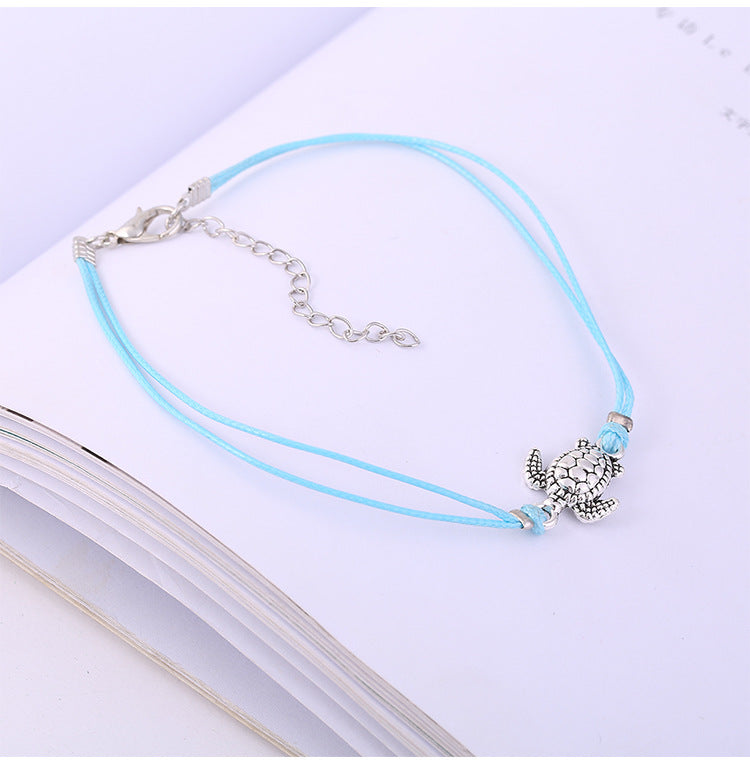 European and American fashion new turtle anklet women, European and American hot selling popular wax line turtle foot jewelry manufacturers wholesale