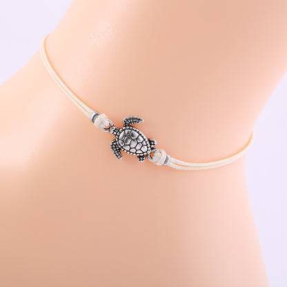 European and American fashion new turtle anklet women, European and American hot selling popular wax line turtle foot jewelry manufacturers wholesale