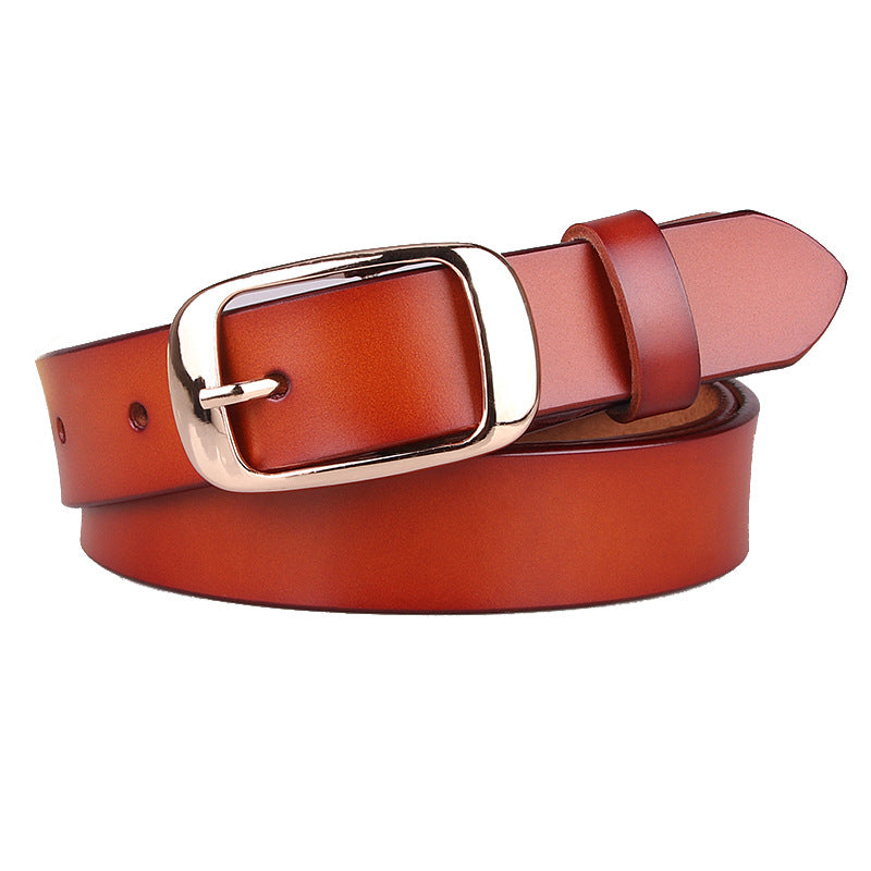 Hot selling women's leather belt full cowhide to create a simple and versatile women's trouser belt factory direct sales 626