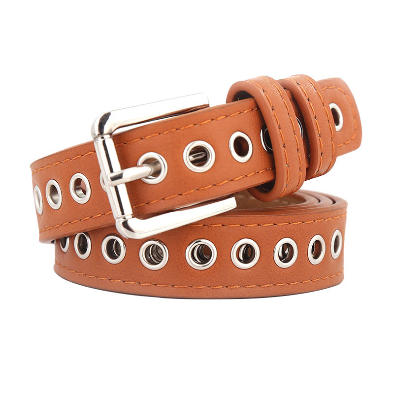 New Metal Whole Air Eye Belt Women's Belt Free Punch Korean Version Versatile Fashion Hollow Decorative Belt Wholesale