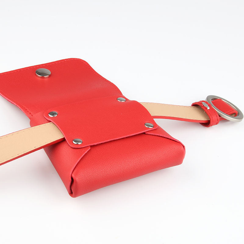 Fashion New Personality Non-Perforated Round Buckle Thin Belt Waist Bag Women's Casual Key Coin Purse Belt Belt Wholesale