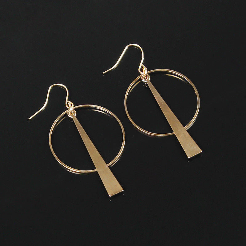 European and American exaggerated new earrings Creative geometric circle earrings versatile long earrings fashion accessories