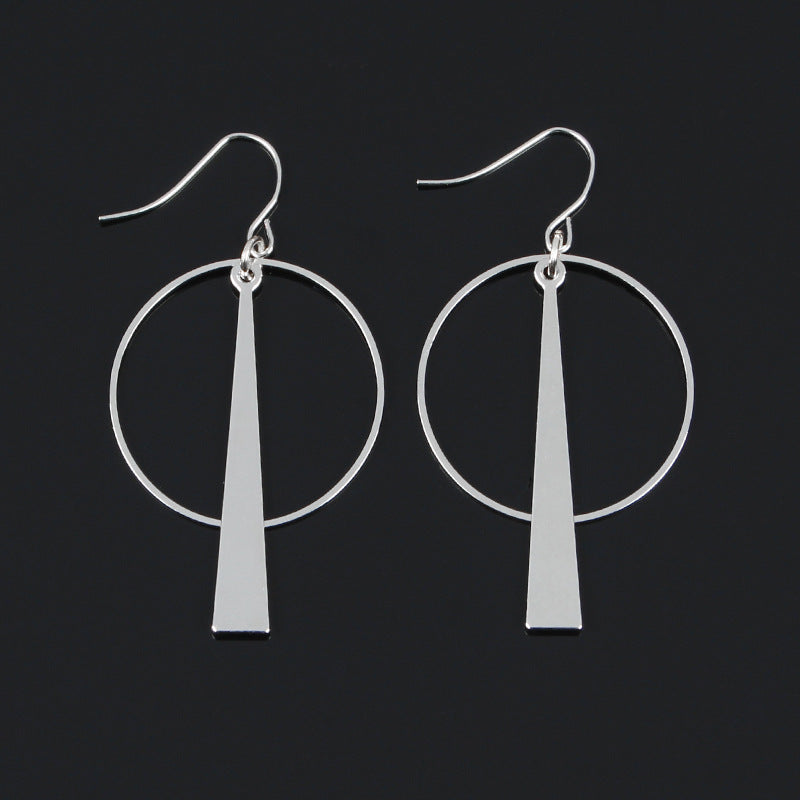 European and American exaggerated new earrings Creative geometric circle earrings versatile long earrings fashion accessories