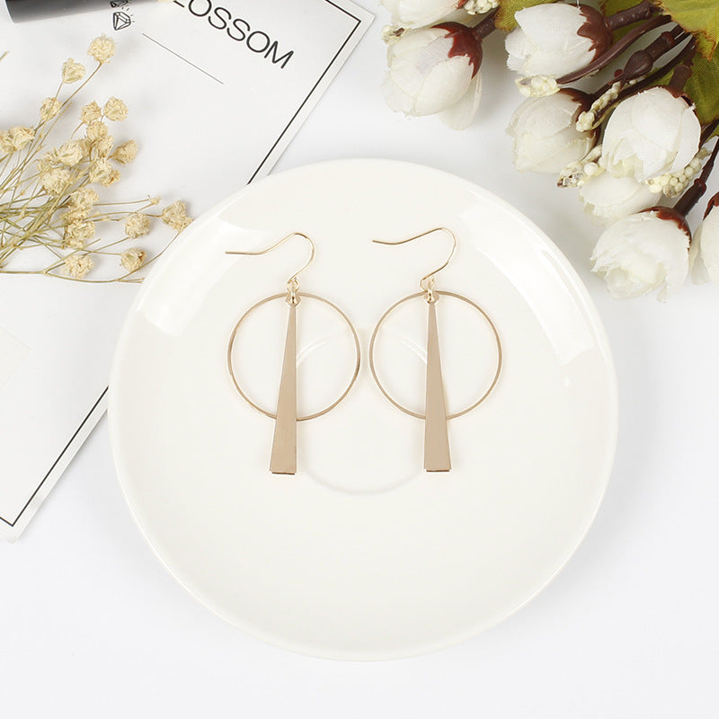European and American exaggerated new earrings Creative geometric circle earrings versatile long earrings fashion accessories