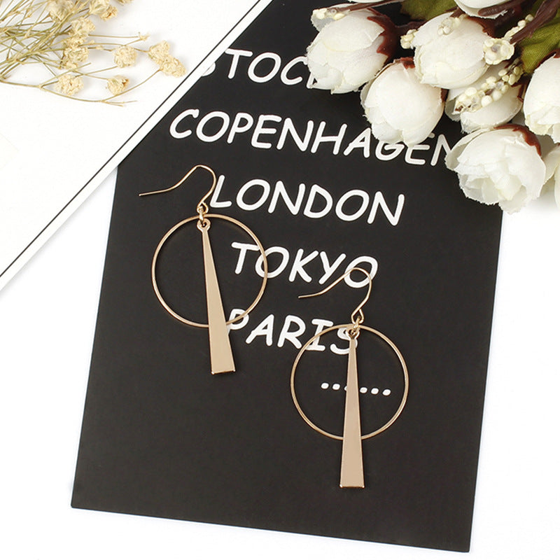 European and American exaggerated new earrings Creative geometric circle earrings versatile long earrings fashion accessories