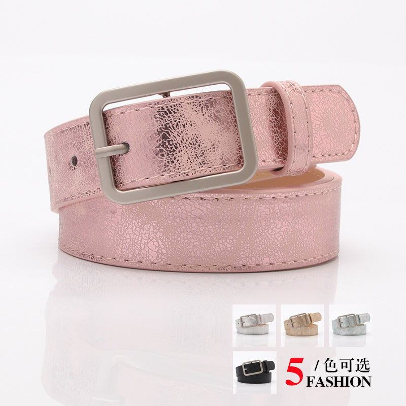 Popular Korean version of the versatile women's belt shiny pu alloy buckle belt jeans decorative trouser belt student wholesale