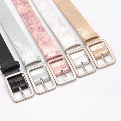 Popular Korean version of the versatile women's belt shiny pu alloy buckle belt jeans decorative trouser belt student wholesale