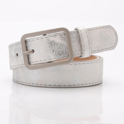 Popular Korean version of the versatile women's belt shiny pu alloy buckle belt jeans decorative trouser belt student wholesale