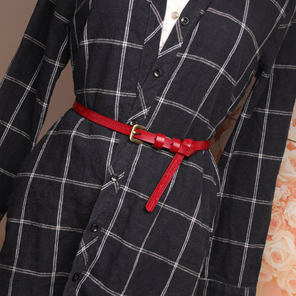 New women's two-layer cowhide belt versatile fashion printed trouser belt Korean version trend belt street stall source wholesale