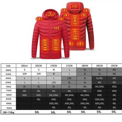 Men 9 Areas Heated Jacket USB Winter Outdoor Electric Heating Jackets Warm Sprots Thermal Coat Clothing Heatable Cotton jacket Shopylife