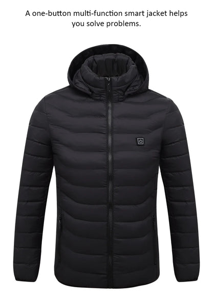 Men 9 Areas Heated Jacket USB Winter Outdoor Electric Heating Jackets Warm Sprots Thermal Coat Clothing Heatable Cotton jacket Shopylife