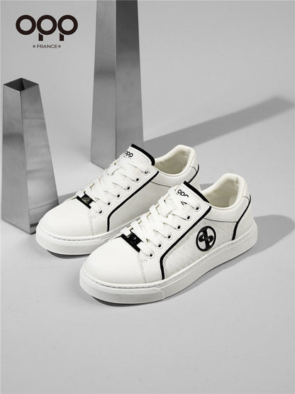 OPP white shoes spring men's light luxury luxury casual versatile sports high-end leather low-top lightweight board shoes