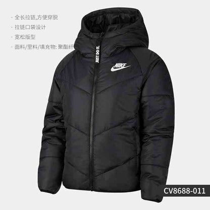 Nike/Nike Official Authentic Women's Simple Classic Hooded Warm Woven Casual Sports Cotton Suit CV8688