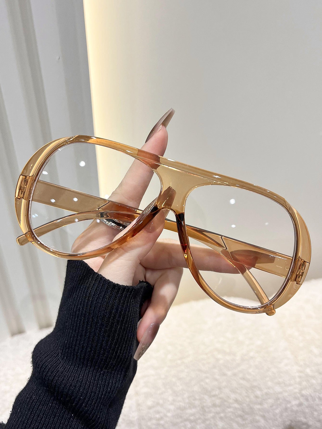 Fashion large frame sunglasses women's new European and American retro toad mirrors big face slimming anti-ultraviolet strong light sunglasses men