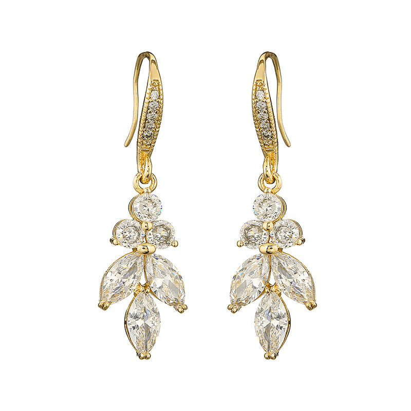 RAKOL European and American high-quality bridal wedding dress earring accessories light luxury temperament micro-set AAA zircon earrings