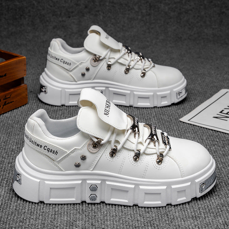 Internet celebrity popular men's shoes 2026 new European station men's shoes thick-soled heightened casual board shoes niche design men's shoes