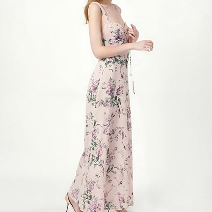 Vestido de verão justo francês com estampado da nova moda europeia e americana da Amazon, disponível em várias cores e tamanhos para o verão de 2025.