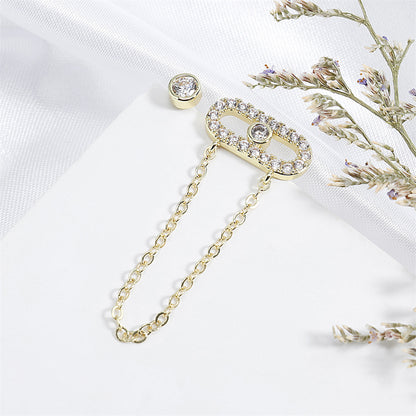 RAKOL Cross-border European and American style light luxury chain earrings for women simple and fashionable zirconia paper clip stud earrings for women