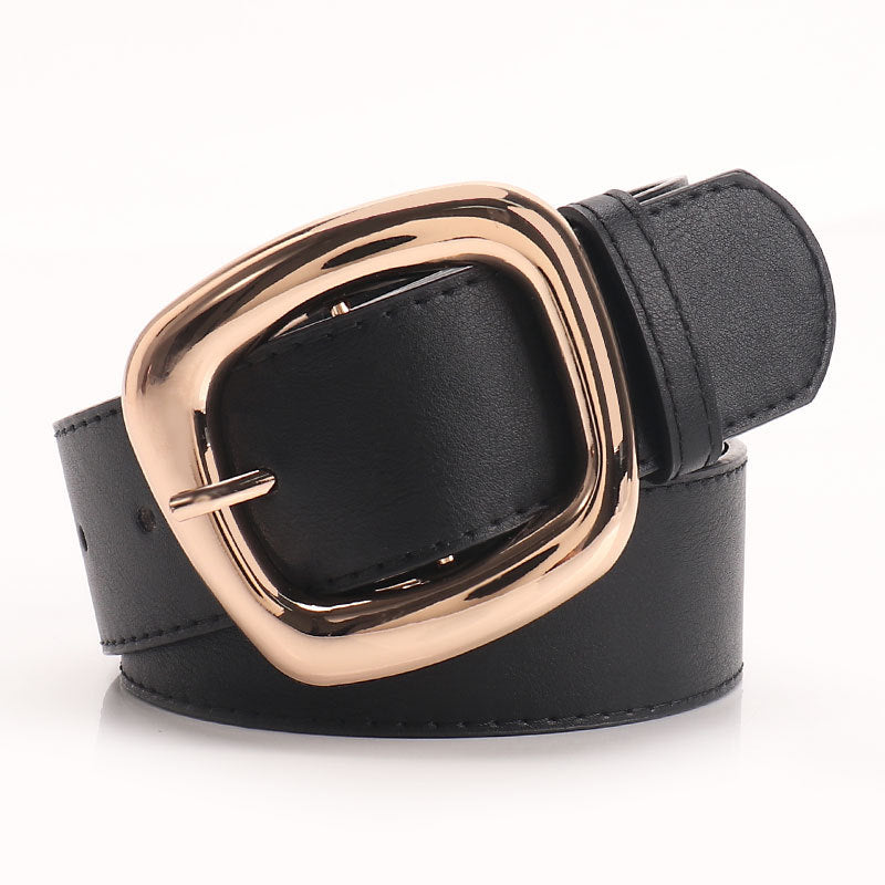 New versatile trapezoidal pin buckle wide women's belt chic commuter casual style with jeans clothing belt women