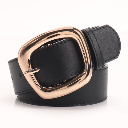New versatile trapezoidal pin buckle wide women's belt chic commuter casual style with jeans clothing belt women