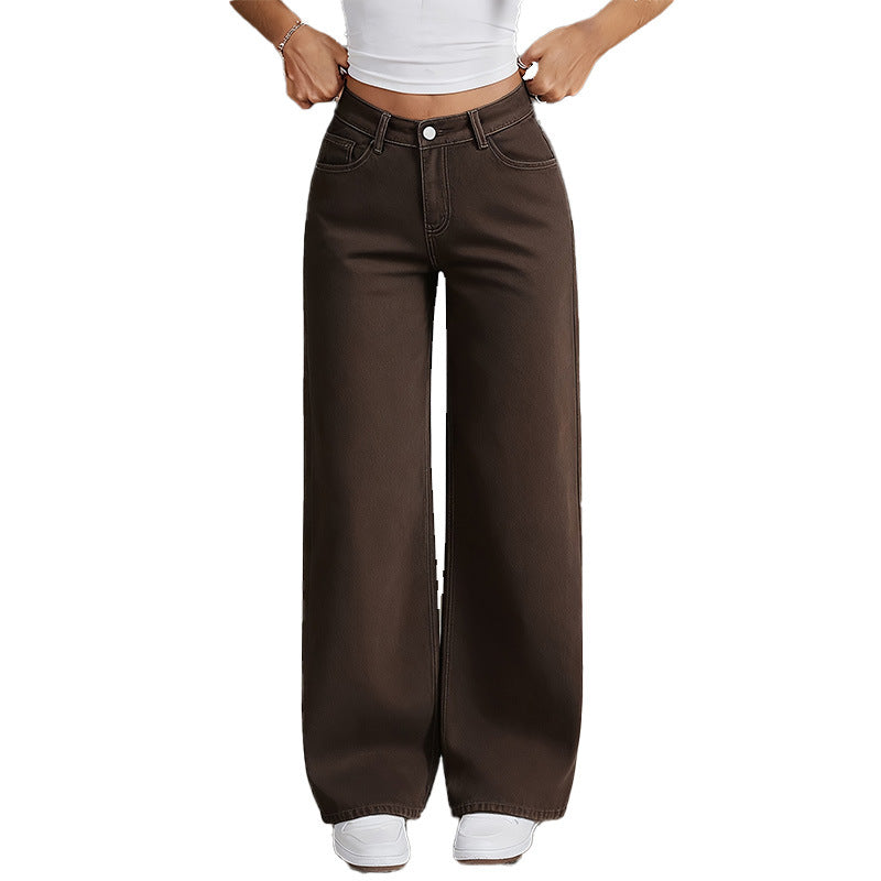 2026 New European and American Cross-Border High-Waist Wide-Leg Jeans for Women, Loose Straight Slimming Casual Long Pants, Stretchy and Versatile