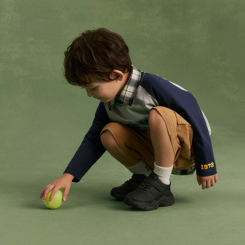 PONY boys and girls vintage daddy shoes black comfortable casual sneakers 233K1MD51