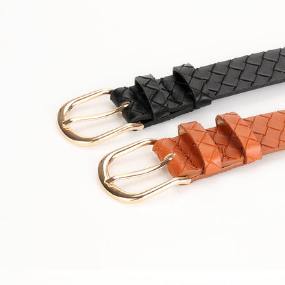 Women's alloy pin buckle belt, fashion trend, versatile belt, color choice, personalized imitation weave women's belt