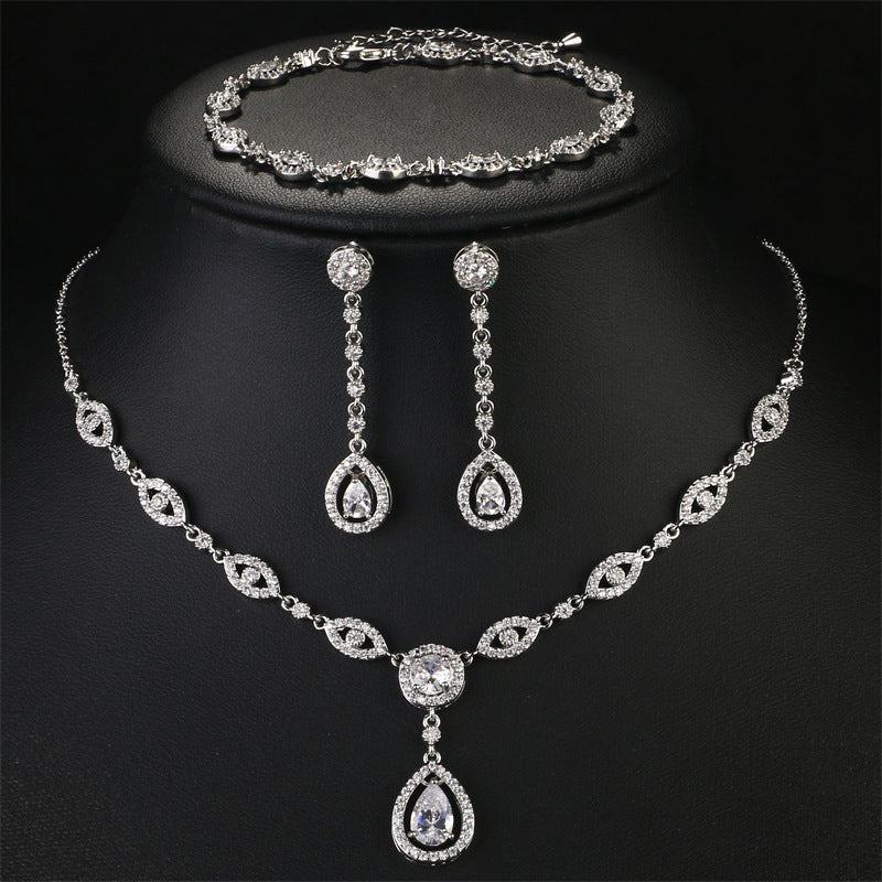 RAKOL cross-border AliExpress best-selling Waterdrop Haoshi three-piece set, niche versatile exquisite accessories wholesale
