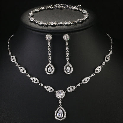 RAKOL cross-border AliExpress best-selling Waterdrop Haoshi three-piece set, niche versatile exquisite accessories wholesale