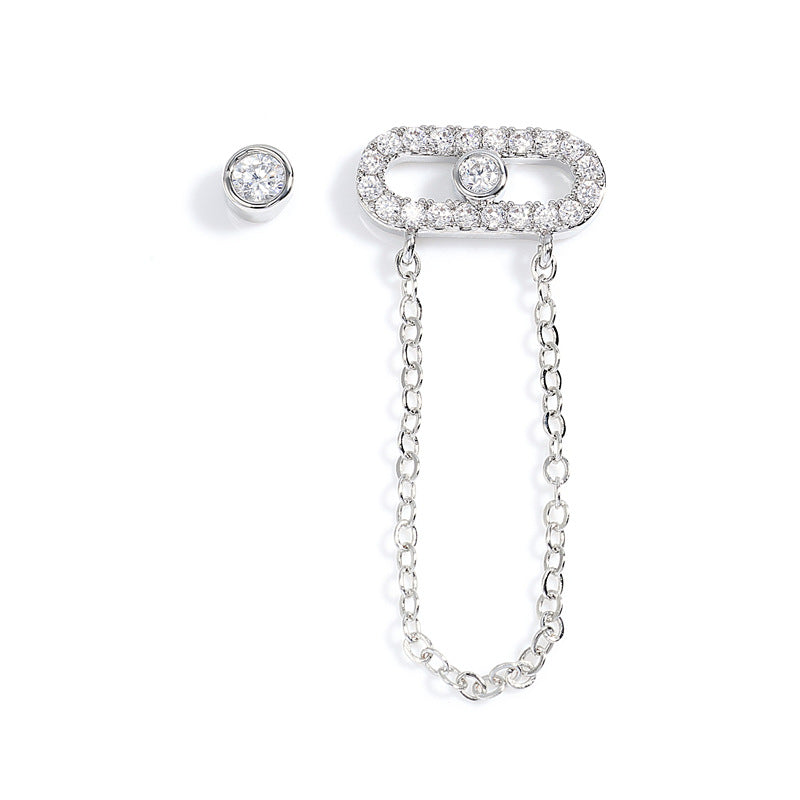 RAKOL Cross-border European and American style light luxury chain earrings for women simple and fashionable zirconia paper clip stud earrings for women